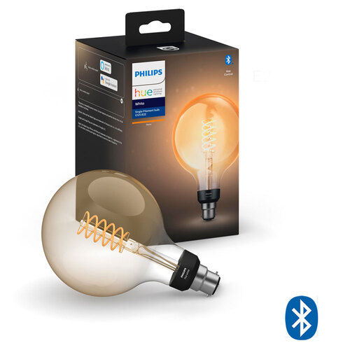 Philips G125 B22 Vintage 7W Hue Single Filament Light Bulb Bluetooth Flame White 
