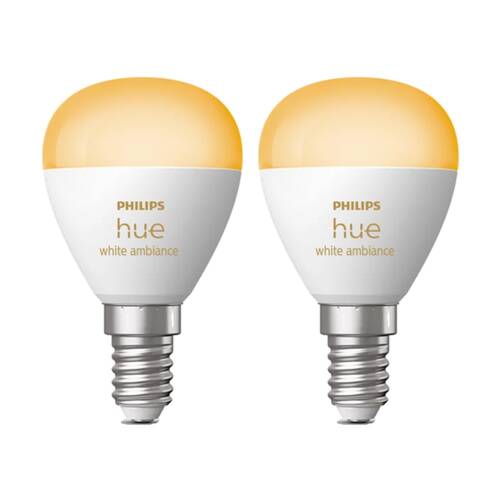 2PK Philips Hue Luster E14 Compact White Ambient Smart Lightbulb 5.1W