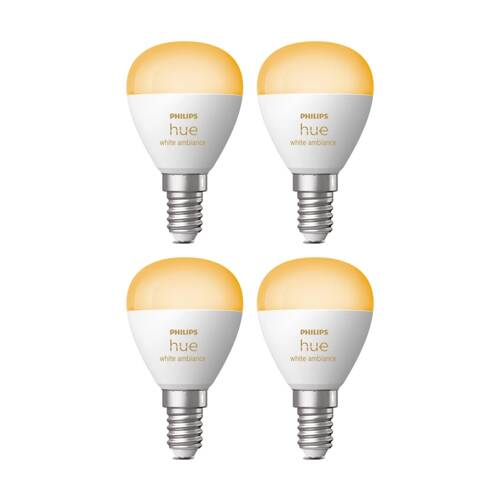4PK Philips Hue Luster E14 Compact White Ambient Smart Lightbulb 5.1W