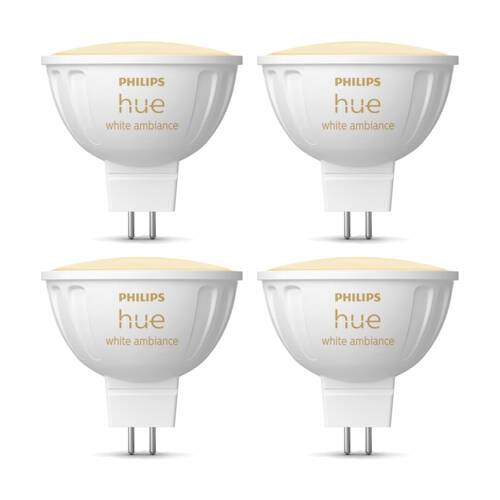 4PK Philips Hue Warm to Cool White Ambience MR16 Smart Lightbulb 5.1W