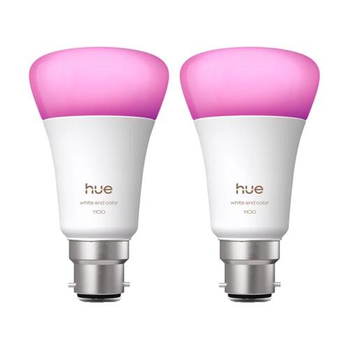 2PK Philips Hue White/Colour Ambience A60 B22 V2 Adjustable Smart Lightbulb 11W