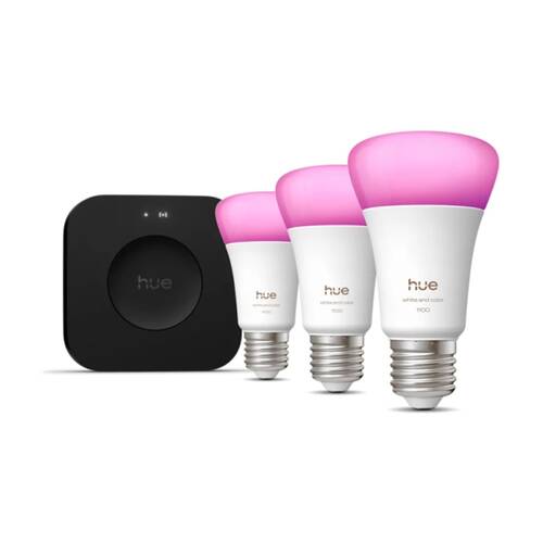 3pc Philips Hue White/Colour Ambience A60 E27 Pro Smart LED Lightbulbs 11W