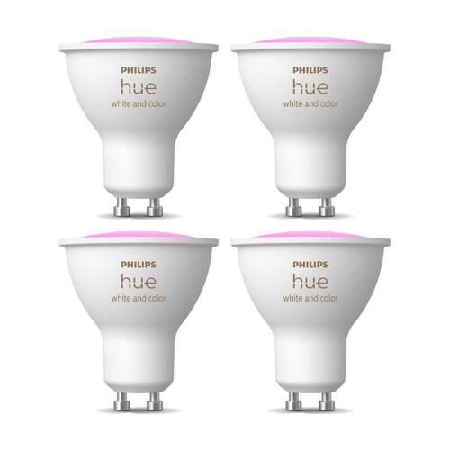 4PK Philips Hue White/Colour Ambience GU10 V3 Smart Lightbulb 5.7W
