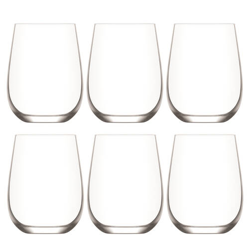 6pc Artcraft Modern Hugo Stemless Glass Tumbler Drinkware 475ml Clear