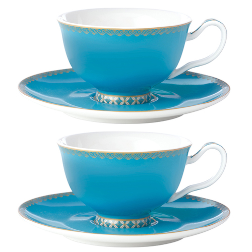 2PK Maxwell & Williams Teas & C's Classic 200ml Footed Cup & Saucer - Aqua
