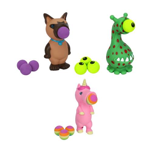  Hog Wild Alien Siamese Cat & Unicorn Pink Popper Soft Ball Shooter Fun Toy