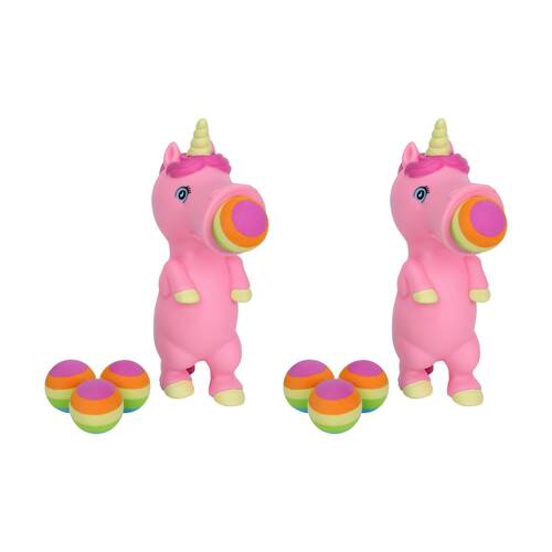 2PK  Hog Wild Unicorn Pink Popper Soft Foam Ball Shooter Indoor/Outdoor Fun Toy