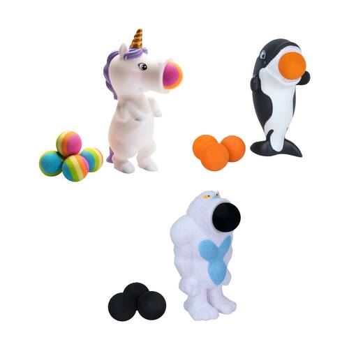  Hog Wild Unicorn White Orca Whale & Yeti Popper Soft Ball Shooter Fun Toy