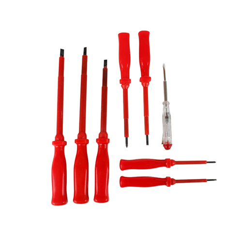 8pc Promax Electrical Screwdriver Set Camping Tools - Red