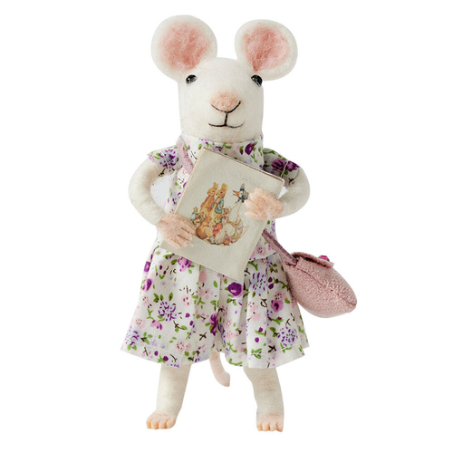 Jiggle & Giggle Wool/Polyfoam Mimi Felt Mouse Figurine White 12cm