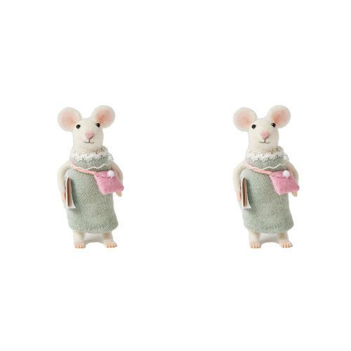 2PK Jiggle & Giggle Audrey Felt Mouse Figurine Home Decor