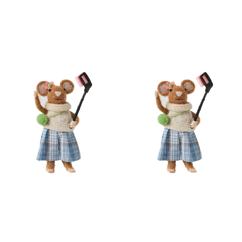 2PK Jiggle & Giggle Poppy Felt Mouse Figurine Home Decor