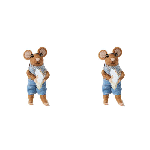 2PK Jiggle & Giggle Sam Felt Mouse Figurine Home Decor