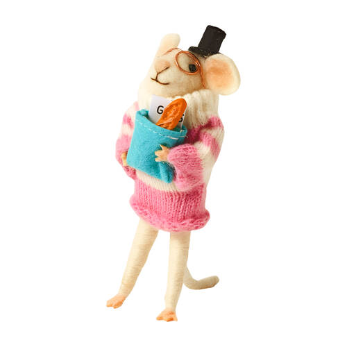 Pilbeam Living Josie Felt Mouse Handmade Home Decoration Figurine 13.5cm