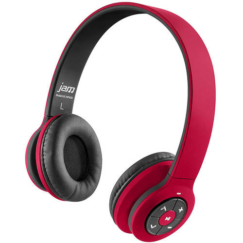 Jam Transit Wireless Bluetooth Headphones w/ Mic Red