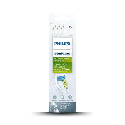 6pk Philips Sonicare W2 Optimal-White Standard Electric Toothbrush Heads White 