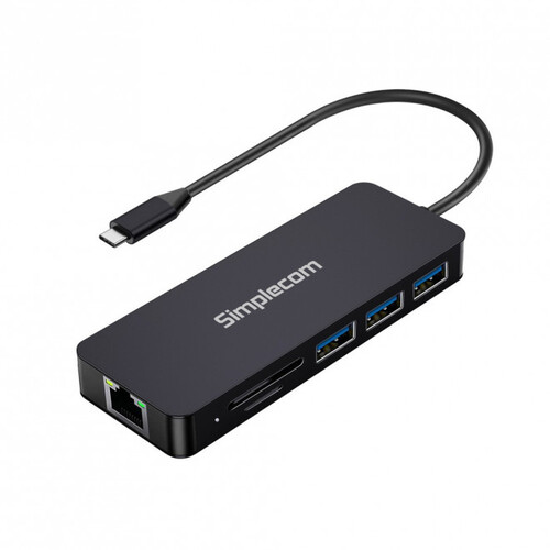 Simplecom CHN580 Male USB-C to HDMI/RJ45/USB/microSD/SD Hub Adapter