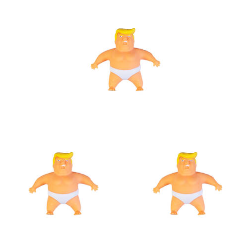 3PK Stretchy Donald Toy Novelty Compact Design Multi-Coloured Stress Relief 