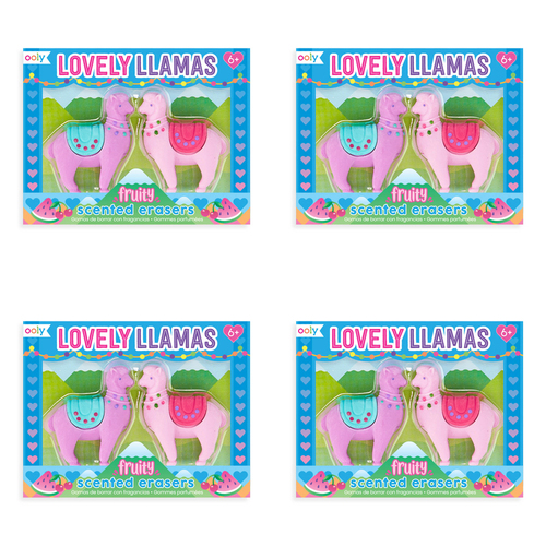 4x 2pc Ooly Fruity Scented Lovely Llamas Eraser Kids 6y+