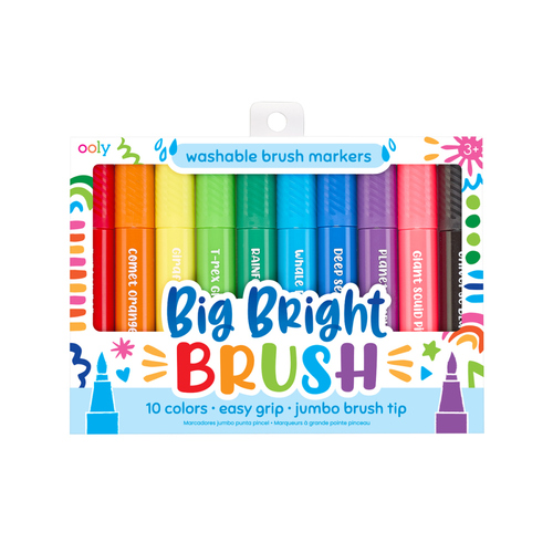 10pc Ooly Washable Big Bright Brush Markers Jumbo Tip 3y+