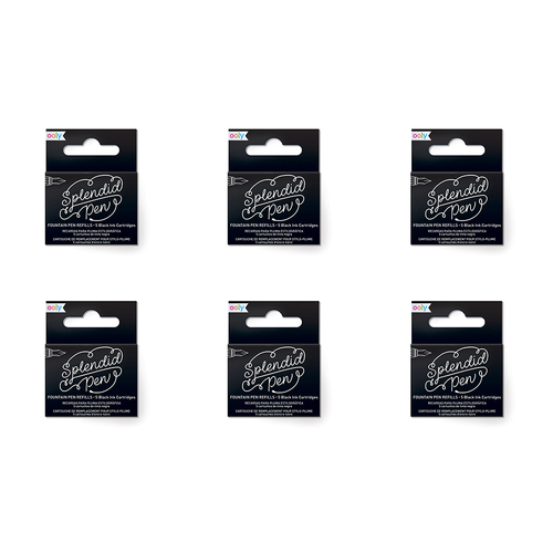 6x 5pc Ooly Splendid Fountain Pen Refill Ink Cartridges - Black
