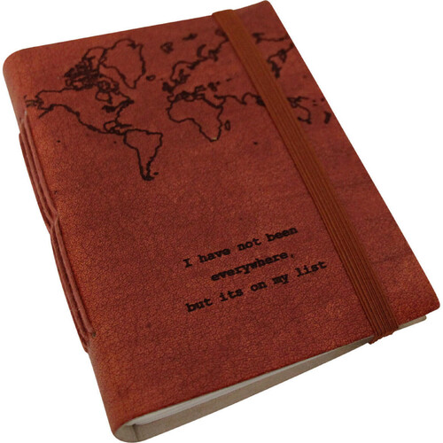 LVD Map Small Leather/Paper 5" Notebook Writing Journal - Brown