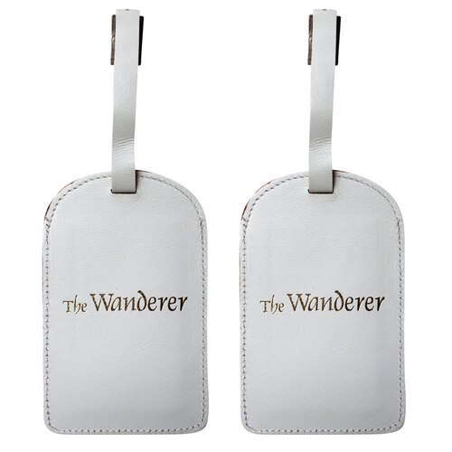 2PK LVD Leather 20cm Luggage Bag Tag Wander Travel Accessory - White