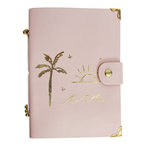 LVD Leather/Paper 18cm Golden Beach Notebook Journal/Diary - Pink/Gold