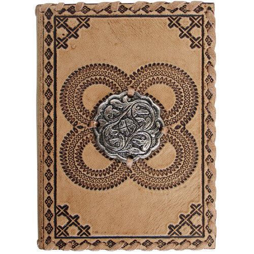 LVD Medal Small Leather/Paper 13cm Notebook Writing Journal - Natural