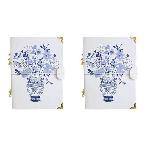2PK LVD Leather Cover Paper Notebook Writing Journal 18x13cm Hamptons Bouquet