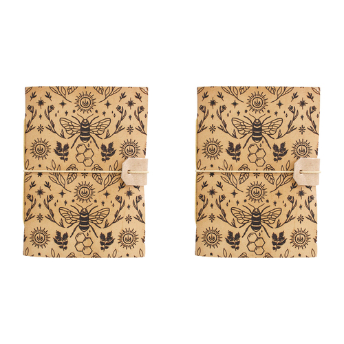 2PK LVD Leather Note Book Spring Bee Stylish Hard Cover Journal/Diary