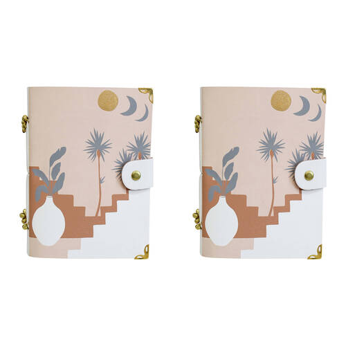 2PK LVD Leather Notebook Writing Stationery 18x13cm - Morroc Moon