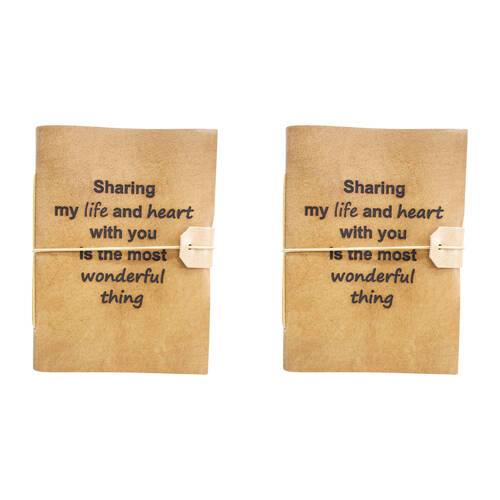 2PK LVD Leather Cover Paper Notebook Writing Journal 18x13cm Sharing My Life