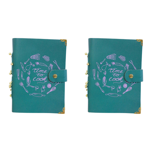 2PK LVD Leather Note Book Time To Cook Stylish Hard Cover Journal/Diary