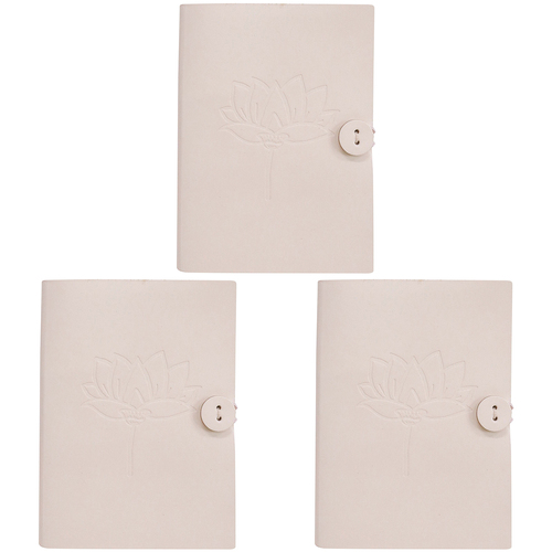 3PK LVD Recycled Leather Note Book Lotus Stylish Hard Cover Journal/Diary