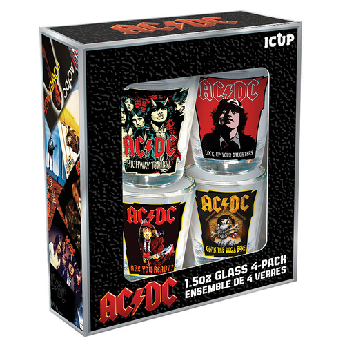 4pc Aquarius AC/DC Liquor Drinking Shot Glass Set 1.5oz