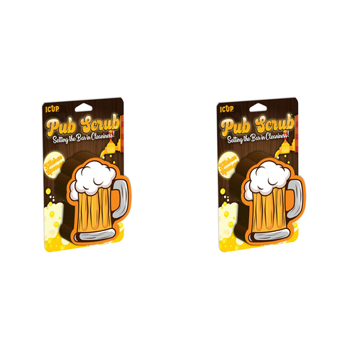 2PK iCUP Inc Pub Scrub 11cm Kitchen Dishwashing Sponge - Brown