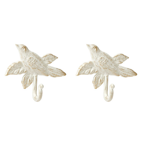 2PK Pilbeam Living Iron Montville Hook Home Decor - White/Gold