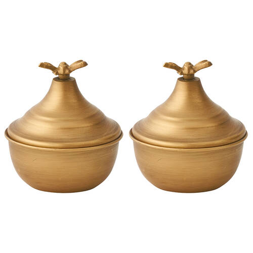 2PK Pilbeam Living Bee Trinket Box/Jewellery Box Bedroom Decor Metal Gold 11cm