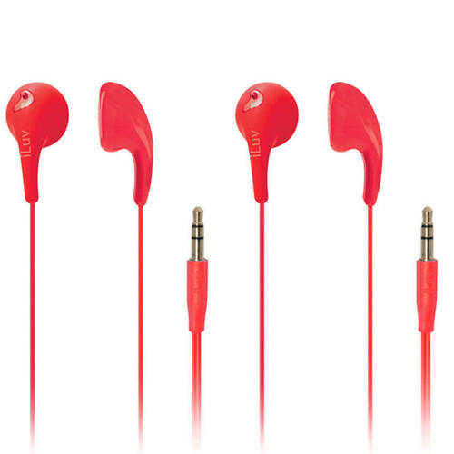 iLuv Red Bubble Gum 2 Earphones 2 Pack