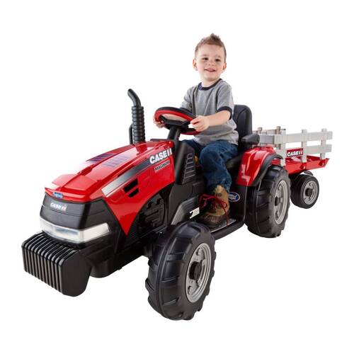 Case IH 12V Electric Magnum Tractor w/ Trailer Kids/Children Ride On Toy 3y+ Red