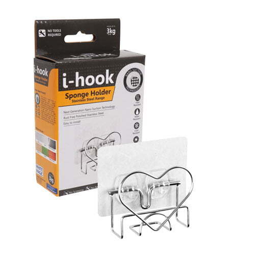 I-Hook Stainless Steel 8cm Sponge Holder Storage - Silver