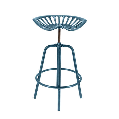 Esschert Design Metal Barstool Kitchen/Dining Chair Height Adjustable Blue