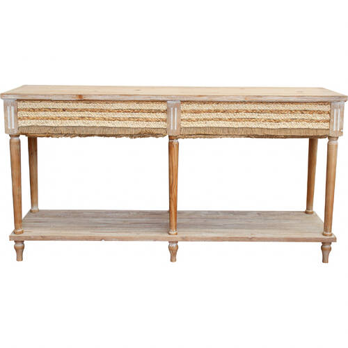 LVD Boho Plait Large Fir/Linen/MDF 72x140cm Console Table Rect Furniture - Natural
