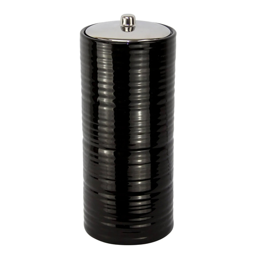 Butlers Hush Toilet Roll Canister Holder Black 15x37cm