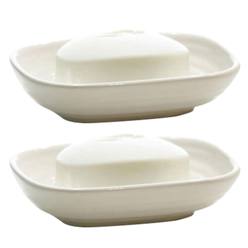 2PK Butlers Hush 13x7.5cm Ceramic Soap Dish - White