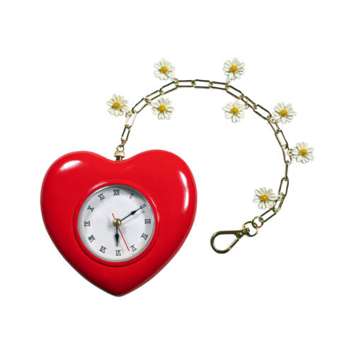 The Wizard of Oz Tin Man Heart Shape Clock 11cm - Red