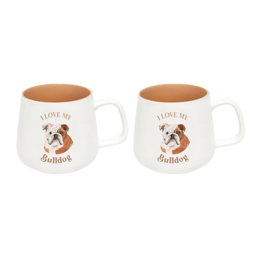 2PK Splosh I Love My Bulldog 12cm Dog Hot/Cold Drinking Ceramic Mug