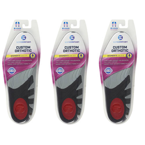 3PK Sof Comfort Orthotic Trim-to-Fit Custom Insole Shoe Insert Women's US5-10
