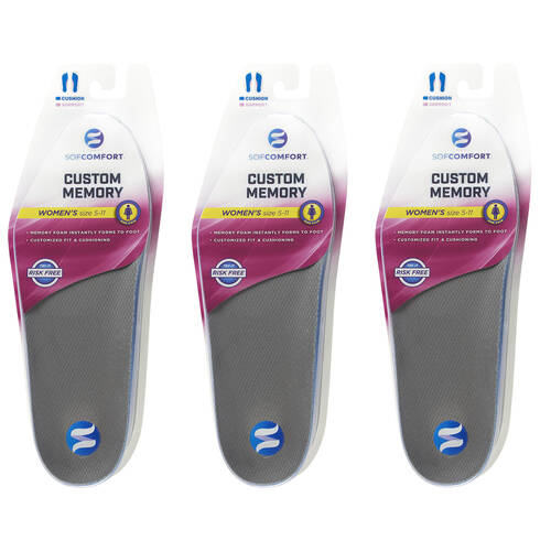 3PK Sof Comfort Memory Foam Trim-to-Fit Custom Insole Shoe Insert Women's US5-10
